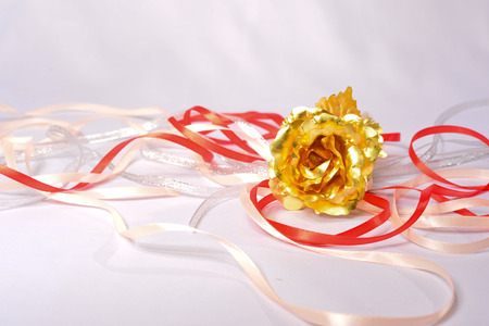 ribbons and roseの写真素材