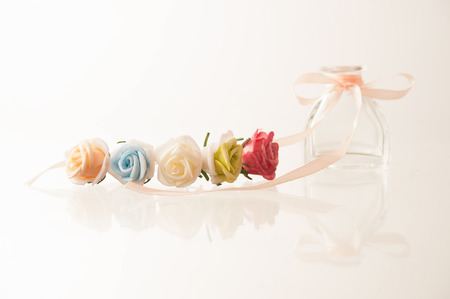 vase with roses can be used as backgroundの写真素材