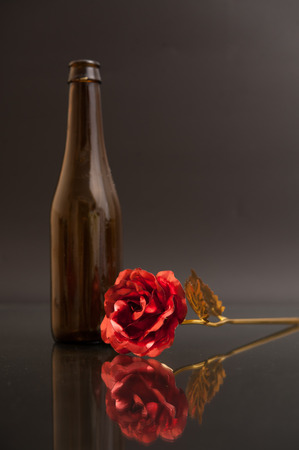 rose and bottle の写真素材