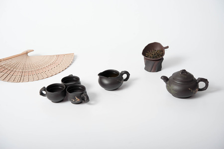 redware teaset can be used as tea advertisementの写真素材