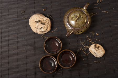 Chinese Tea pot and tea cupの写真素材