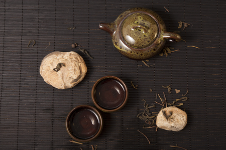 Chinese teapot and tea cupの写真素材