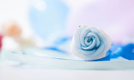 blue artificial flowerの写真素材