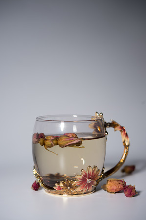 studio shot of rose tea backgroundの写真素材