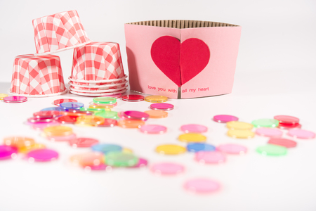 cup sleeve with a heart-shapeの写真素材