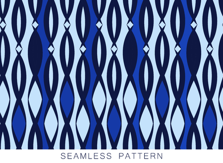 Vector seamless pattern. Endless texture in blue white navy colors. Bright abstract background. Spring and summer colourful trendy texture with ornament.のイラスト素材