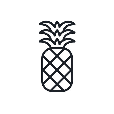Pineapple icon. Vector linear icon, contour, shape, outline isolated on a white background. Thin line. Modern minimalistic design. Fruits.のイラスト素材