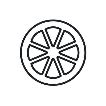 Citrus fruit icon. Vector linear icon, contour, shape, outline isolated on a white background. Thin line. Modern minimalistic design. Fruits.のイラスト素材
