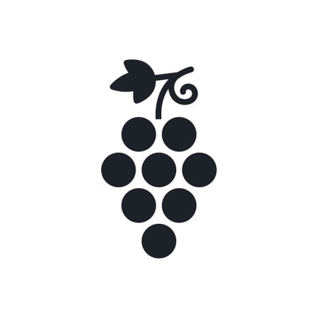 Grapes. Grape icon. Black isolated silhouette. Fill solid icon. Modern minimalistic design. Vector illustration. Fruitsのイラスト素材