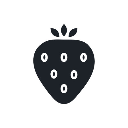 Strawberry icon. Black isolated silhouette. Fill solid icon. Modern minimalistic design. Vector illustration. Fruitsのイラスト素材
