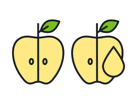 Apple juice, apple half icon. Linear color icon, contour, shape, outline. Thin line. Modern minimalistic design. Vector illustrations of fruitsのイラスト素材