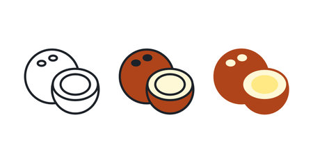 Coconut icon. Linear color icon, contour, shape, outline. Thin line. Modern minimalistic design. Vector set. Illustrations of fruitsのイラスト素材