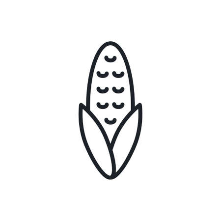 Corn icon. Vector linear icon, contour, shape, outline isolated on a white background. Thin line. Modern minimalistic design. Vegetablesのイラスト素材