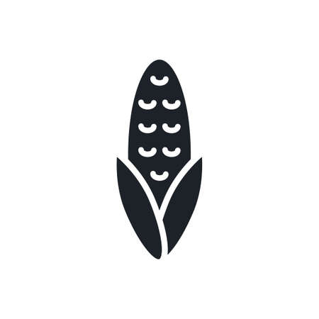 Corn icon. Black isolated silhouette. Fill solid icon. Modern design. Vector illustration. Vegetables.のイラスト素材