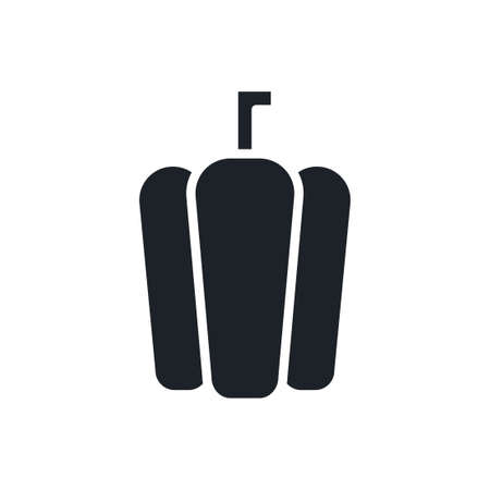 Bell pepper, paprika icon. Black isolated silhouette. Fill solid icon. Modern design. Vector illustration. Vegetables.のイラスト素材