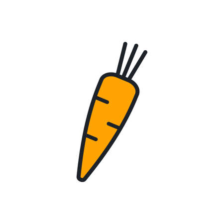 Carrot icon. Linear color icon, contour, shape, outline isolated on white. Thin line. Modern design. Vector illustrations of vegetables.のイラスト素材