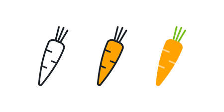 Carrot icon. Linear color icon, contour, shape, outline isolated on white. Thin line. Modern design. Vector set. Illustrations of vegetables.のイラスト素材