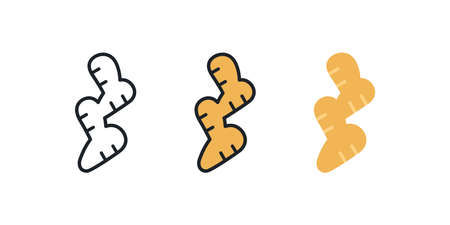 Ginger icon. Linear color icon, contour, shape, outline isolated on white. Thin line. Modern design....