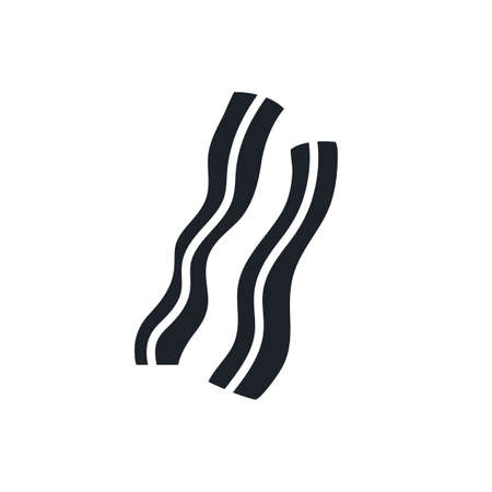 Bacon strips silhouette. Ham silhouette. Black isolated silhouettes. Fill solid icon. Modern glyph design. Vector illustration. Meat products. Food ingredientsのイラスト素材