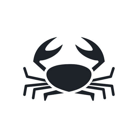 Crab silhouette. Black isolated silhouettes. Fill solid icon. Modern glyph design. Vector illustration. Meat products fish and sea food. Marine lifeのイラスト素材