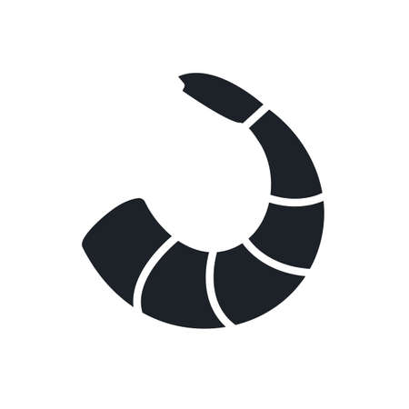 Shrimp prawn silhouette. Black isolated silhouettes. Fill solid icon. Modern glyph design. Vector illustration. Meat products fish and seafood. Marine lifeのイラスト素材