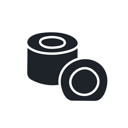 Sushi rolls silhouette. Black isolated silhouettes. Fill solid icon. Modern glyph design. Vector illustration. Food ingredients. Japanese cuisineのイラスト素材