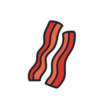 Bacon strips icon. Ham icon. Vector isolated linear color icon contour shape outline. Thin line....