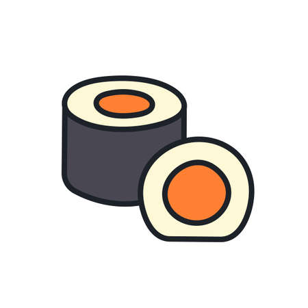 Sushi rolls icon. Vector isolated linear color icon contour shape outline. Thin line. Modern glyph design. Food ingredients. Japanese cuisineのイラスト素材