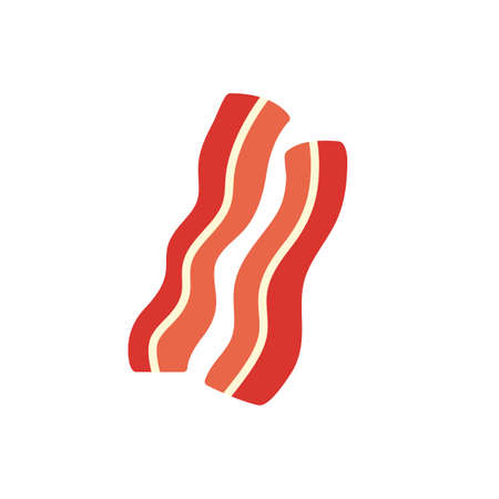 Bacon strips icon. Isolated flat color icon. Vector illustration. Meat products. Food ingredientsのイラスト素材