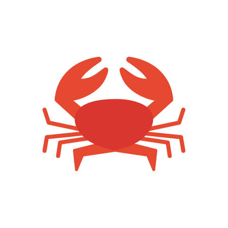Crab icon. Isolated flat color icon. Vector illustration. Meat products fish and sea food. Marine lifeのイラスト素材