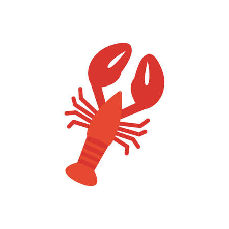 Crayfish crawfish lobster omar icon. Isolated flat color icon. Vector illustration. Meat products fish and sea food. Marine lifeのイラスト素材