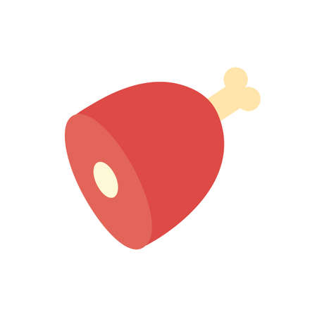 Ham, gammon icon. Isolated flat color icon. Vector illustration. Modern glyph design. Meat products. Food ingredientsのイラスト素材