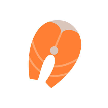 Fish steak icon. Isolated flat color icon. Vector illustration. Meat products fish and sea food. Marine lifeのイラスト素材