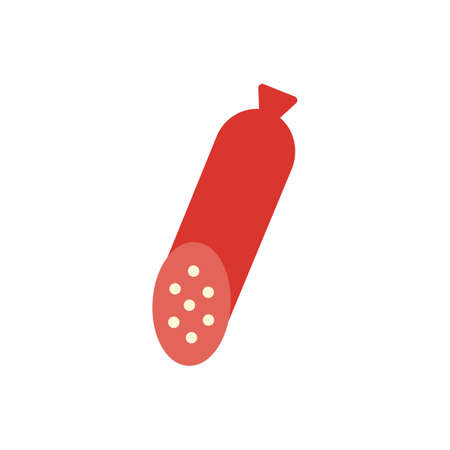 Smoked sausage salami icon. Isolated flat color icon. Vector illustration. Modern glyph design. Meat products. Food ingredientsのイラスト素材