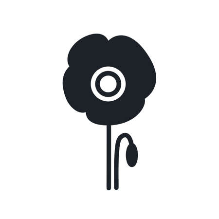 Poppy flower icon. Field flowers isolated vector silhouetteのイラスト素材
