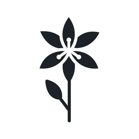 Lily icon. Garden flowers isolated vector silhouetteのイラスト素材