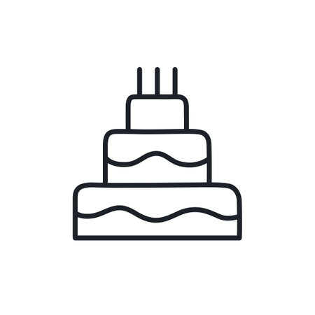 Birthday cake icon. Sweet desserts and pastry isolated line iconsのイラスト素材