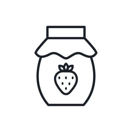 Strawberry jam icon. Jar of jam isolated line icons. Sweet dessertsのイラスト素材