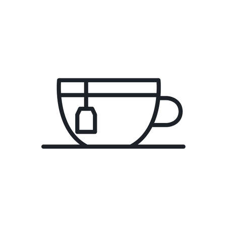 Tea cup icon with tea bag. Isolated vector line iconsのイラスト素材