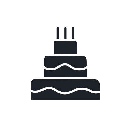Birthday cake icon. Sweet desserts and pastry isolated vector silhouettesのイラスト素材