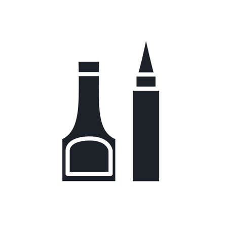 Ketchup and mustard bottles icon. Fast food isolated vector silhouettesのイラスト素材