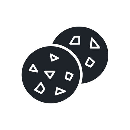Chocolate chip cookies icon. Bakery and pastry isolated vector silhouettesのイラスト素材
