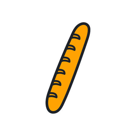 French baguette icon. Bakery and pastry isolated line color iconsのイラスト素材