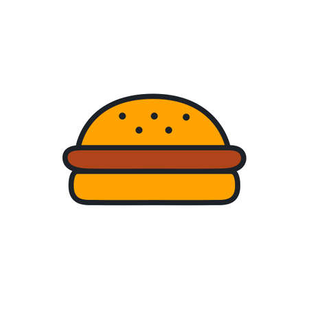 Hamburger icon. Fast food isolated line color iconsのイラスト素材
