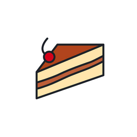 Cheesecake icon. Slice of cake. Sweet desserts and pastry isolated line color iconsのイラスト素材