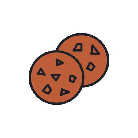Chocolate chip cookies icon. Bakery and pastry isolated line color iconsのイラスト素材