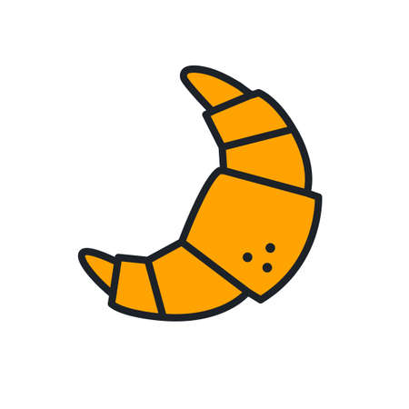 Croissant icon. Dessert and bakery isolated line color iconsのイラスト素材