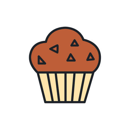 Cupcake icon. Dessert and bakery isolated line color icons