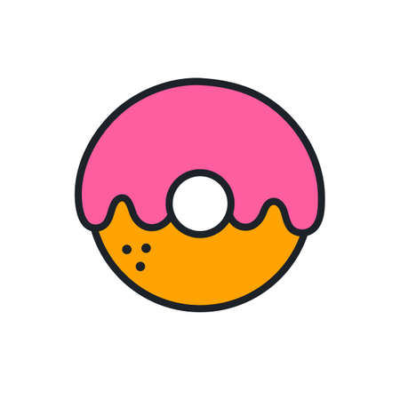 Donut icon. Fast food and bakery isolated line color iconsのイラスト素材