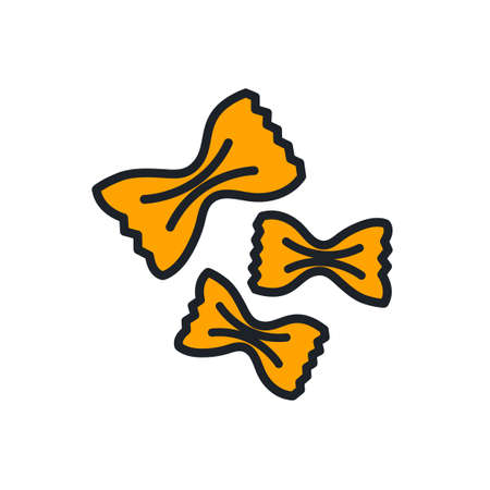 Farfalle pasta icon. Italian food isolated line color iconsのイラスト素材